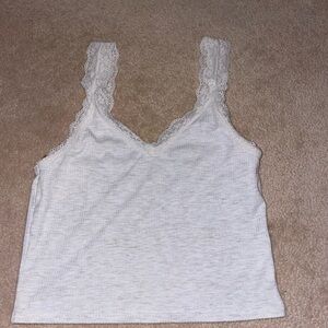 Lace Trim White Tank Top